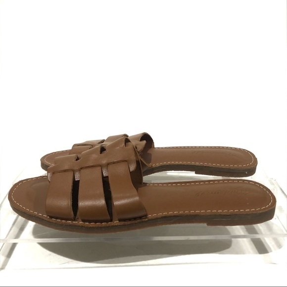Madewell The Boardwalk Fisherman Slide Mule Flat Tan Leather Sandals Size 6.5 - Picture 4 of 10